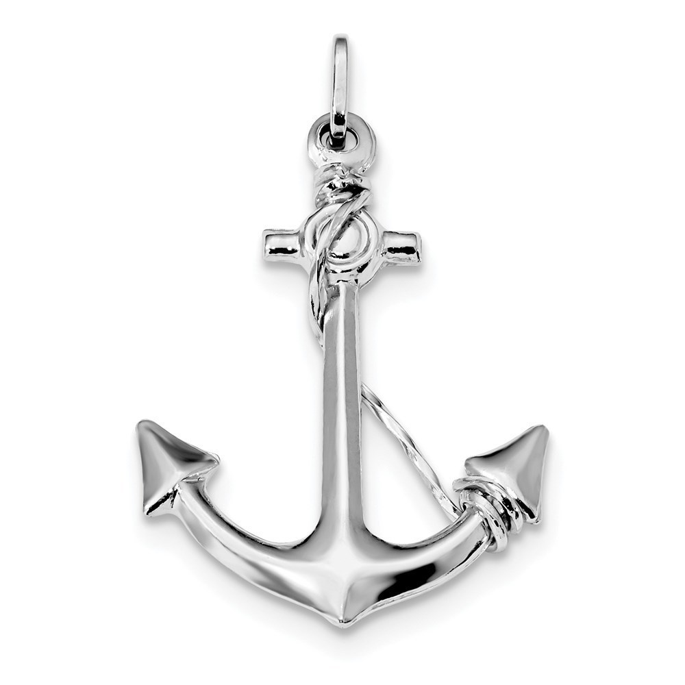 Sterling Silver Anchor w Rope Small Necklace Charm Pendant Unisex